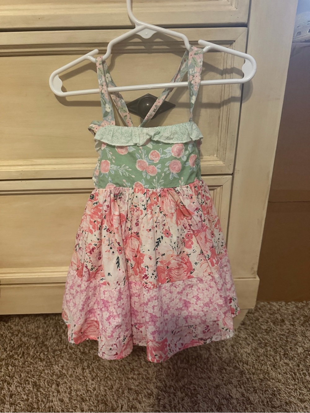 SweetHoney Pink & Mint Floral Tiered Sundress for Girls